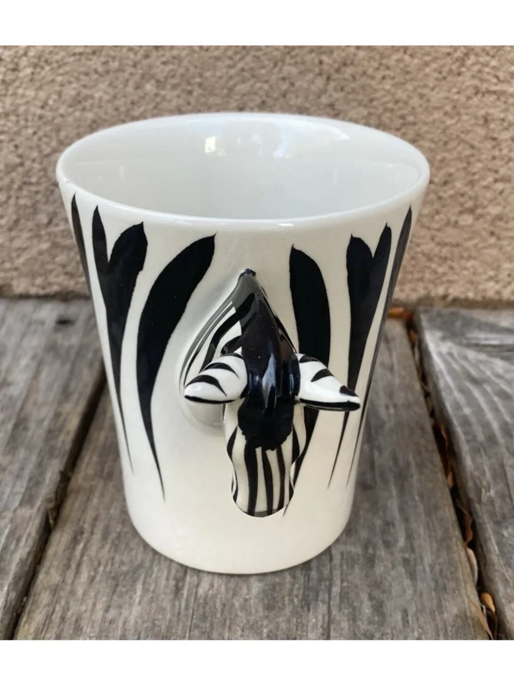 Pier 1 Zebra Mug hand painted stoneware 3-D Mug Cup AFrica Animal